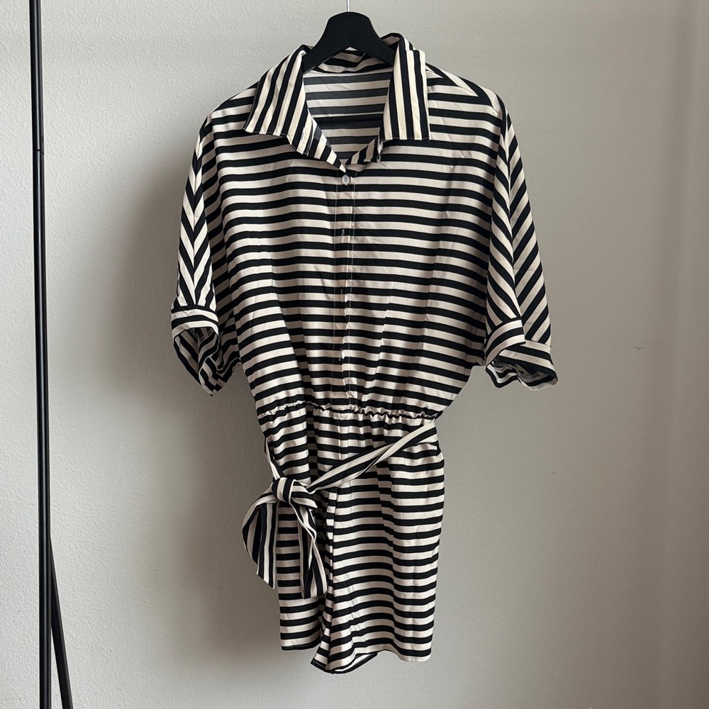 Sheike Black and White Striped Dress